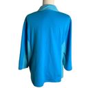 Chico's  Full Zip Athletic Sweatshirt L Blue Drawstring Neck Pockets Stretch Photo 3