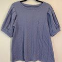 cupio , Size Medium, Periwinkle Short Sleeve, Puff Sleeve Knit Sweater, Comfy Photo 0