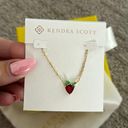 Kendra Scott New With Tags Strawberry Gold Short Pendant Necklace in Dark Pink Crystal Photo 2