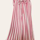 Gibson  Striped Culottes Pants Red White Lightweight Summer Tie Belt Pants Medium Photo 0