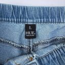 Hue  U18061 Stonewash Patched Distressed Cuff‎ Denim Skimmer Leggings Size Large Photo 2