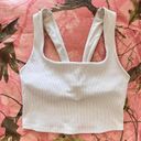 Alo Yoga white sports bra ribbed cross back Photo 1