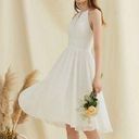 JJ's House  White A-Line Halter Knee Length Chiffon Dress Photo 0