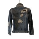 Vervet Classic Crop Fit Distressed Denim Jean Jacket S Medium Blue Non- Stretch Photo 3