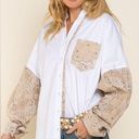 POL POS Anthroogie Long Sleeve Button Up Bandana Oversized Shirt Size Medium Photo 0