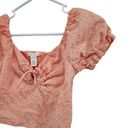 Full Tilt  Peach Orange Tie Front Cutout Eyelet Lace Crop Top Size Small Photo 1