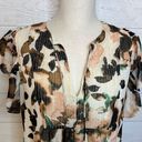 DKNY  brown floral flutter sleeve peasant top Size Large Photo 1