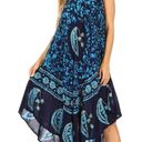 The Moon Sakkas and Stars Batik Caftan Tank Dress / Cover Up in Shades of Blue Photo 0