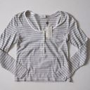 AG Adriano Goldschmied NWT AG Jeans The Aiden Henley in Medium Heather Gray Striped Tee Top XS $148 Photo 0