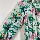 The Loft Petite Women's Tropical Flamingos Palm Trees White Casual Button Shirt XSP Photo 2