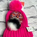 BP  hot pink knit beanie with exchanging pom poms new womens one size Photo 0