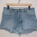 Amuse Society  Light Wash Denim High Waisted Button Fly Cut Off Shorts size 31 Photo 0