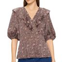 Ted Baker  Printed Frill Top Balloon Sleeves Deep Purple Leven Womens Size 2 US6 Photo 0