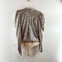 Rachel Zoe  Puff Long Sleeve Sequin Open Back Thong Bodysuit Gold Large Photo 6