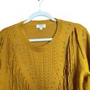 Umgee  Sweater Womens Large Yellow Boho Fringe Pullover Long Sleeve Sweatshirt Photo 1