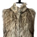 Gianni Bini  Vest Faux Fox Fur High Collar Lined Women’s Tan Cream Size Small Photo 4