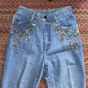 American Vintage VINTAGE LIGHT WASH GOLD STUDDED JEWELED DETAIL HIGH RISE JEANS Photo 0