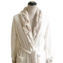 Carole Hochman  Women Robe M Ivory Faux Fur Plush Wrap with Pockets Long Sleeve Photo 3