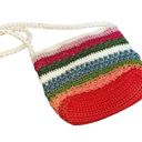 Rainbow Stripe Design White Knit Crossbody Purse Beach Style Lina Bag Crochet! Red Photo 1