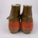 Jack Rogers Chloe Coral Orange Brown Whipstitch Gold Detail Duck Boots 7 Winter Photo 2