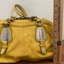 B Makowsky  Mustard Yellow Genuine Leather Triple Zip Handbag Shoulder Bag Photo 9