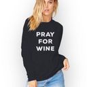 The Laundry Room new  ☻︎ Pray For Wine Oversize Super Softest Sweatshirt ☻︎ Black Photo 13