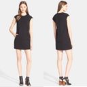 Vince  Black Leather Piped Shift Dress with Pockets Small Photo 1