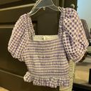 Cheeky Peach Purple And White Gingham Crop Top Photo 1