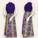 Tori Richard Vintage  Dress Hawaiian 70s Purple Green Honolulu Mod Tiki Barkcloth Photo 1