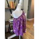 Ramy Brook  Peach Ruffle One-shoulder Silk Blend Top In Purple Jacquard Large Photo 5