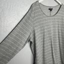 Lane Bryant  Women Plus Size 26/ 28 Gray White Gold Stripe Sweater Ruffle Photo 4