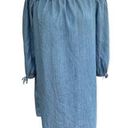 Crown & Ivy  Chambray Off Shoulder Tencel Lyocell Soft Knee Length Dress Medium Photo 0