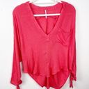 Free People  Morning Long Sleeve Top Knit Relaxed Strawberry Red Size Small Photo 0