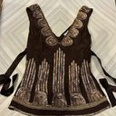 Tracy Reese  Women’s Brown Silk Beaded Tank Top Photo 0