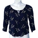 Jun & Ivy  Embroidered 3/4 Sleeve Loose Fit Blouse Size small Photo 1