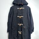 Denim & Co Vintage Fleece Lined Black Denim Hooded Toggle Coat NWT Photo 0