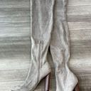 Boohoo  Gray Faux Suede Over The Knee Boots Size 9 Zip Thigh High Photo 2