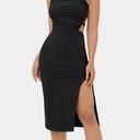 Halara  Crisscross Lace Up Split Bodycon Midi Casual Dress Photo 0