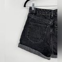 ZARA  High Rise Cuffed Jean Shorts High Waisted Black Acid Stone Wash Zip Size 2 Photo 4