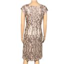 Sue Wong  Champagne sequined square neck sheath dress with stretch. Size 6. EUC Photo 8