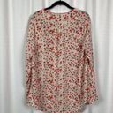 Modcloth  Coral Orange&Purple Floral Long Sleeve Blouse Sz.L Photo 6