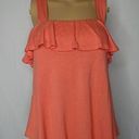 Mango  Ruffle Layered Strappy Tank Top Cami XXS coral orange Sleeveless Tangerine Photo 0