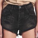 One Teaspoon One X  High Waisted Bandit Black Distressed Relaxed Button Fly Shorts Photo 0