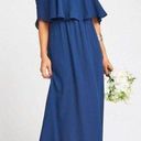 Show Me Your Mumu  Caitlin Cold Shoulder Ruffle Maxi Dress Gown Sz XS Blue Rich Photo 0