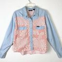 Wrangler Retro Yoked Denim & Pink Floral Print Cowgirl Barbie Western Shirt Photo 0