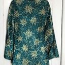 gilligan and o'malley  Silky Collared Button Front Loungewear Pajama Top Green Gold Photo 6