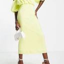 ASOS NEW  DESIGN off the shoulder puff detail midi dress in lemon-Yellow Photo 1