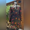 Angie Dark Hunter Green Floral Print Boho Long Sleeve Mini Dress Size XS NWT Photo 2