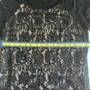 AB Studio  Lace Front 3/4 Quarter Sleeve Black Shirt Blouse Small Photo 6