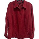 Polo AVENUE Woman’s Plus 26/28 Red Velour button down  long sleeve Top Blouse Photo 0